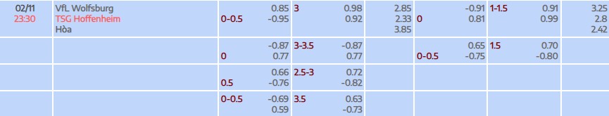 Soi kèo tài xỉu cả trận Wolfsburg vs Hoffenheim